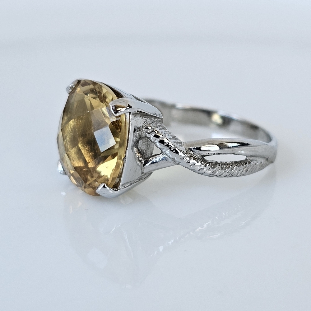 Natural Cushion Cut Citrine Sterling Silver Size 8 - Picture 5 of 10
